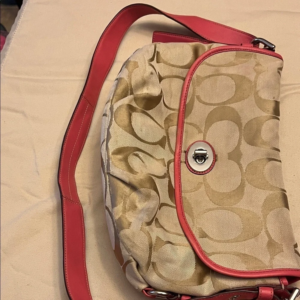 Coach Beige and Pink Crossbody Bag